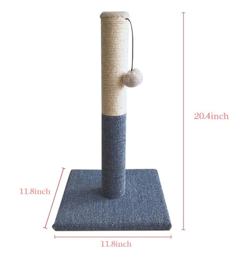 20" Cat Scratching Post, Cat Scratcher Pole Tower with Sisal Toy Board Pad for Indoor Cats