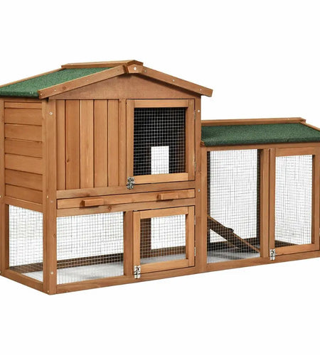 58" Wooden Rabbit Hutch Large Chicken Coop Weatherproof Indoor Outdoor Use