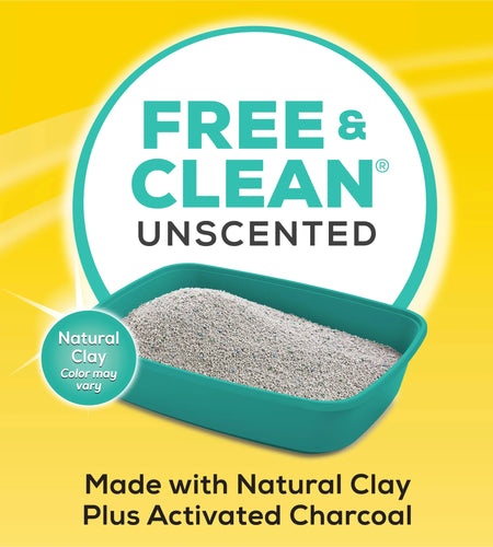 Purina  Free & Clean Unscented Cat Litter, Scoopable, Low Dust, Odor Control, 35 Lb. Pail