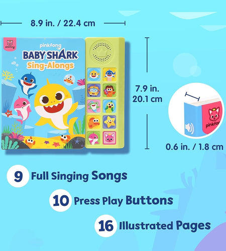 Baby Shark Sing-Alongs 10 Button Sound Book | Baby Shark Toys | Learning & Education Toys | Interactive Baby Books for Toddlers 1-3 | Gifts for Boys & Girls