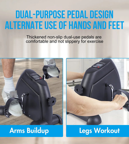 Desk Bike Pedal Exerciser, Mini Exercise Bike Stepper Indoor Exercise, Elder Bike Pedal Exerciser under Desk Fitness Equipment with LCD Screen Display