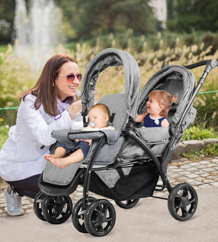 Foldable Lightweight Front Back Seats Double Baby Stroller