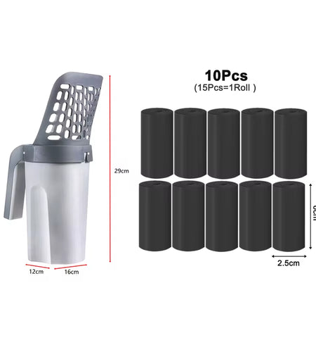 Cat Litter Shovel Scoop with Refill Bag for Pet Filter Clean Toilet Garbage Picker Cat Supplies Cat Litter Box Self Cleaning