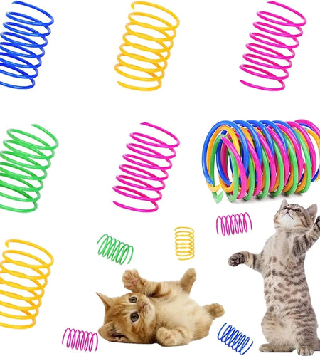 40 Pack Cat Spiral Spring, Cat Toys Spring for Indoor Cats, Durable Plastic Coils Colorful Cat Kitten Spring Toy Creative Toy for Swatting, Biting, Hunting