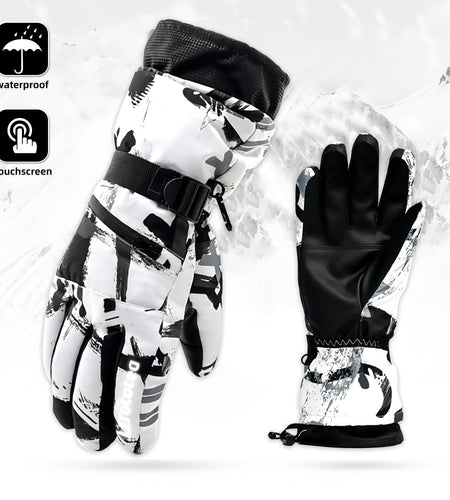 Ski Gloves Waterproof Ski Gloves for Men Women,Touchscreen Gloves,Thermal Gloves White Warm Winter Gloves,Professional Ski Gear,White XL