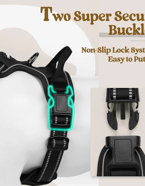Load image into Gallery viewer, Dog Harness, No-Pull Pet Harness with 2 Leash Clips, Adjustable Soft Padded Dog Vest, Reflective Outdoor Pet Oxford Vest with Easy Control Handle for Large Dogs, Black
