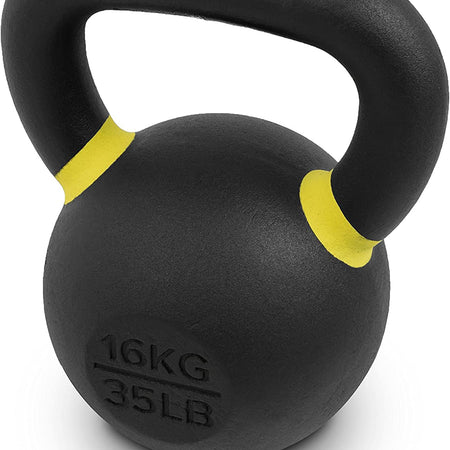 Premium Cast Iron Kettlebells Powder Coated Kettle Bell Weights - Includes LB and KG Weight