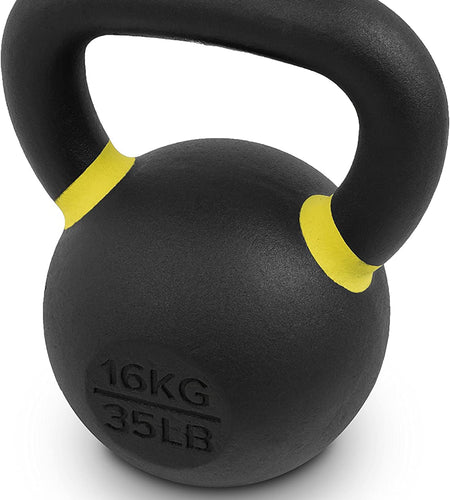 Premium Cast Iron Kettlebells Powder Coated Kettle Bell Weights - Includes LB and KG Weight