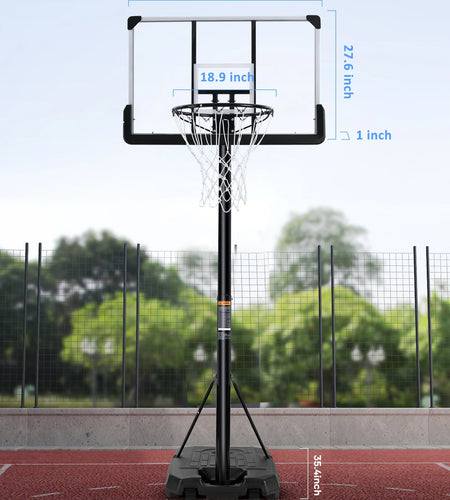 Portable Basketball Hoop Goal Basketball Hoop System Height Adjustable 7 Ft. 6 In..10 Ft. with 44 Inch Indoor Outdoor PVC Backboard Material