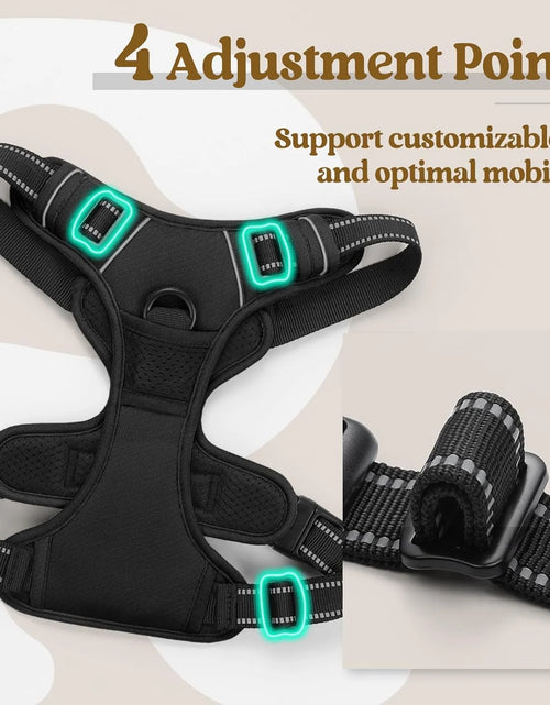 Load image into Gallery viewer, Dog Harness, No-Pull Pet Harness with 2 Leash Clips, Adjustable Soft Padded Dog Vest, Reflective Outdoor Pet Oxford Vest with Easy Control Handle for Large Dogs, Black
