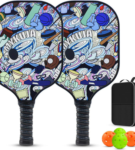 Pickleball Paddles Pickleball Rackets Lightweight Fiberglass Surface&Honeycomb Core Pickleball Set